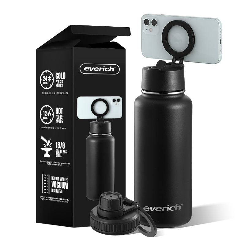 Water Bottles with Magnetic Phone Holder