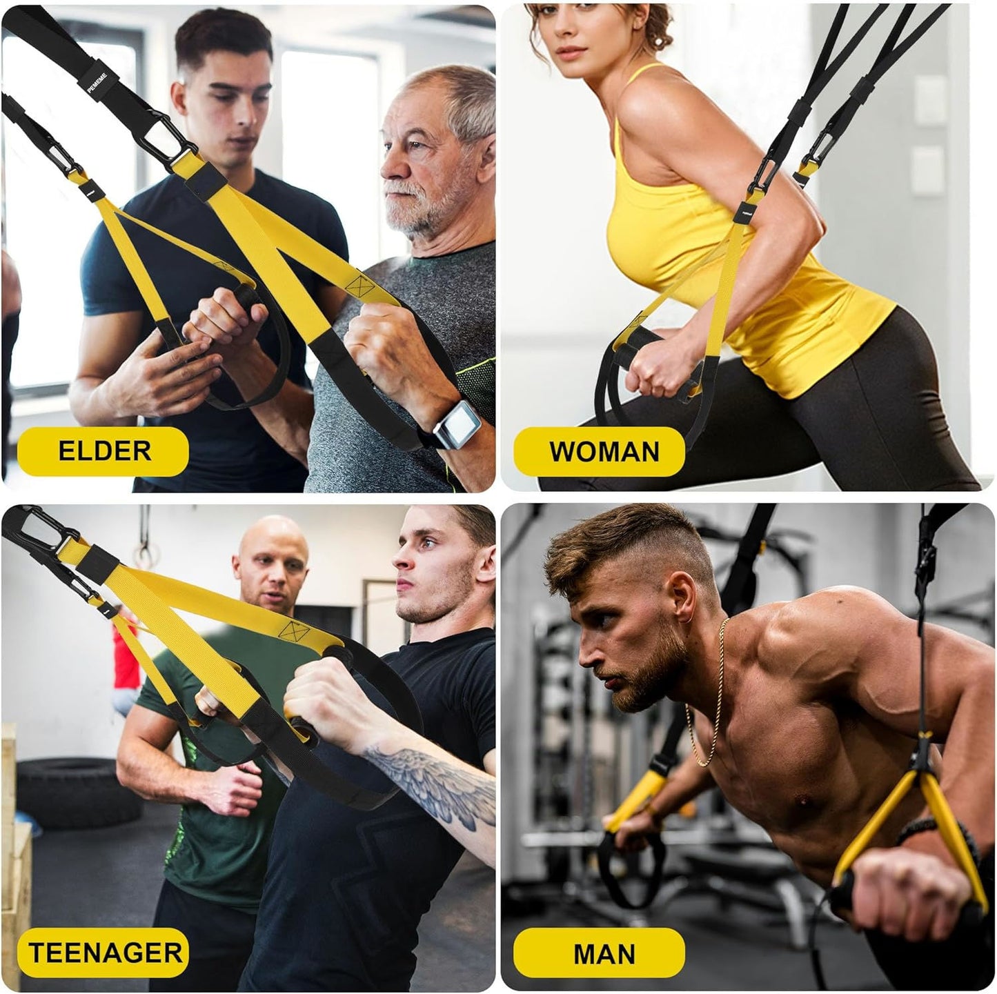 Full-Body Workout with Suspension Trainer Straps for Gym Equipment