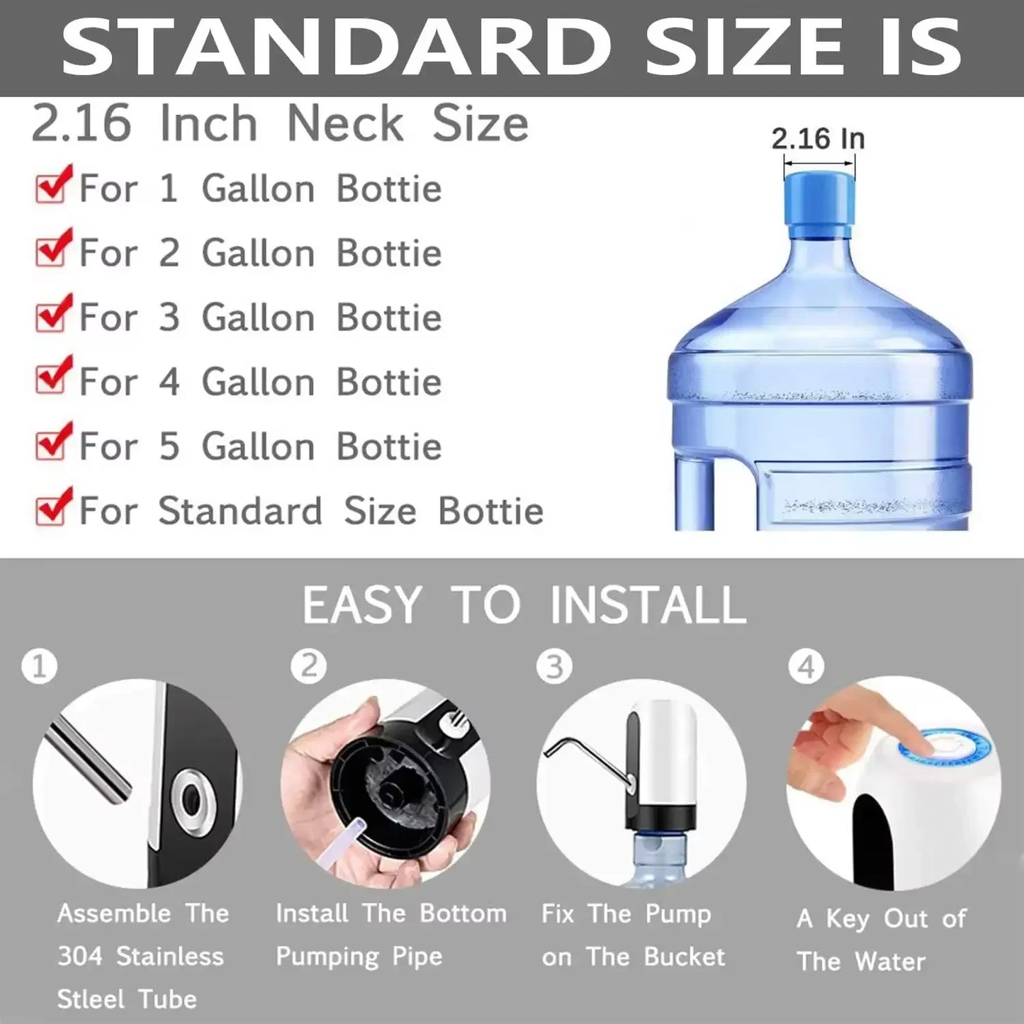 USB Rechargeable Electric Water Dispenser Pump
